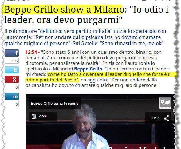 Beppe Grillo leader di partito